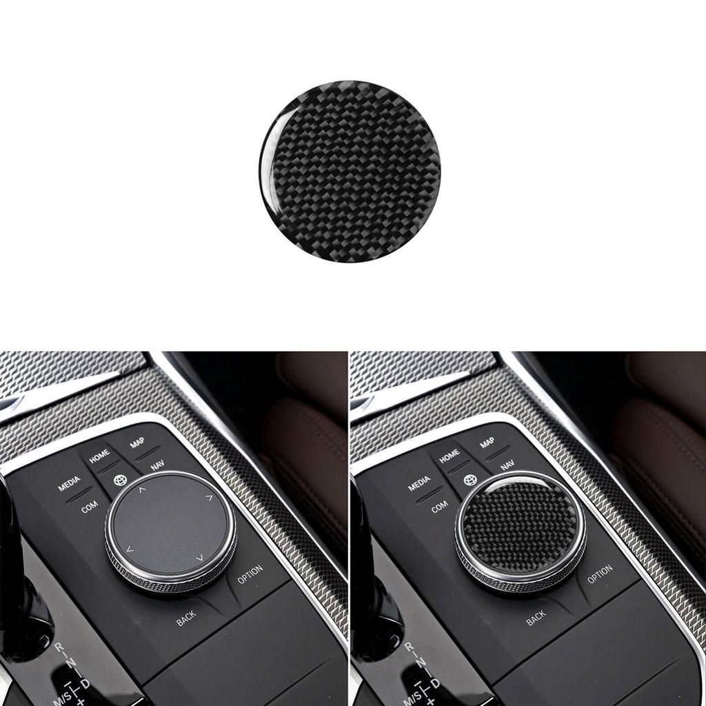 Real Carbon Fiber Console Multimedia Knob Cover For BMW 3 Series G20 G28 -20
