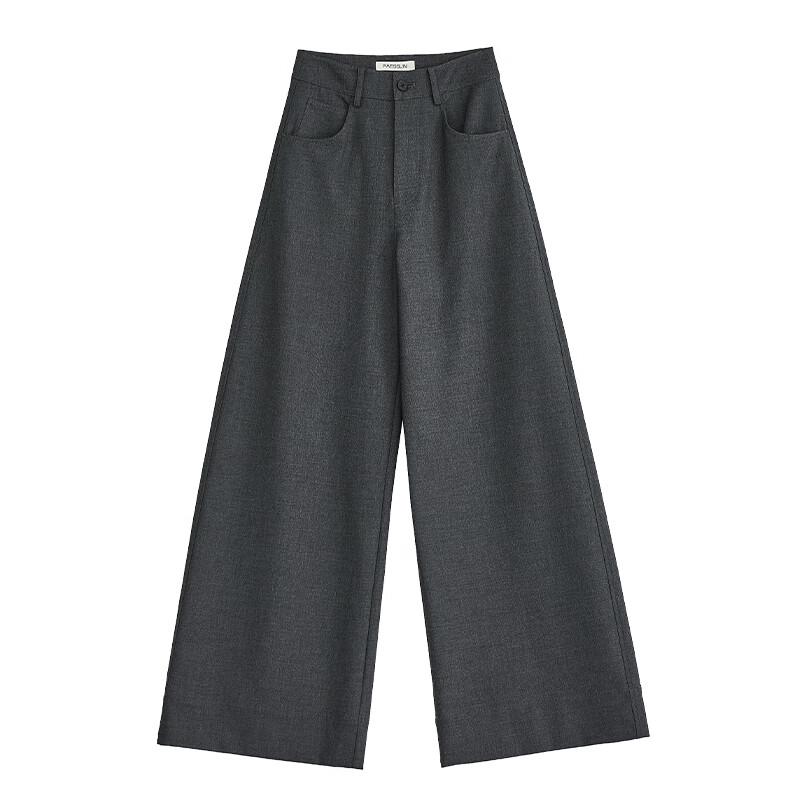 FAESSLIN Dark Gray Straight-Leg Wide-Leg Suit Trousers
