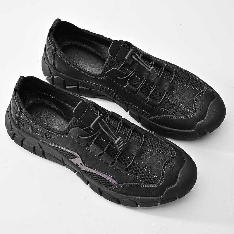 Fashion New Trend Mens Leather Casual Shoes Outdoor Comfortable Sneakers Fashion Soft Man Hiking Shoes Classic Non-slip Treking Footwear
