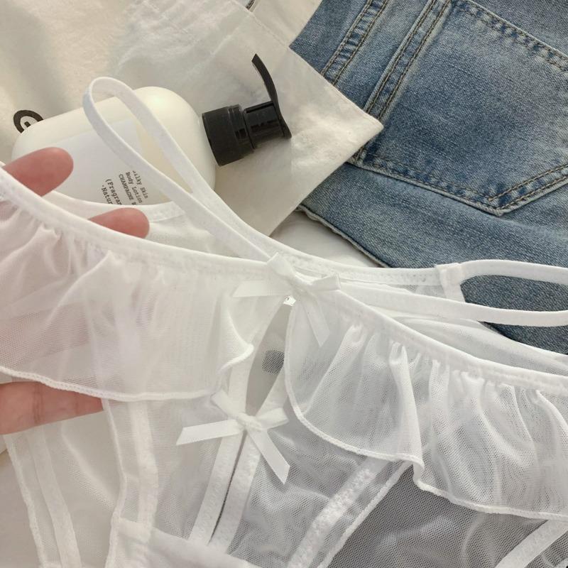 Girl Style Sexy Underwear with Low Waist Briefs Pure Desire Hollowed Out Black Thin Women's Triangle Panties