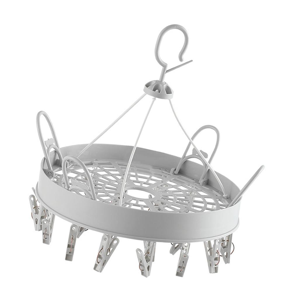 Clip and Drip Hanger Household Multiple Clip Hanging Drying Rack Hook Underwear Hanger for Underwear Gray Round Shape