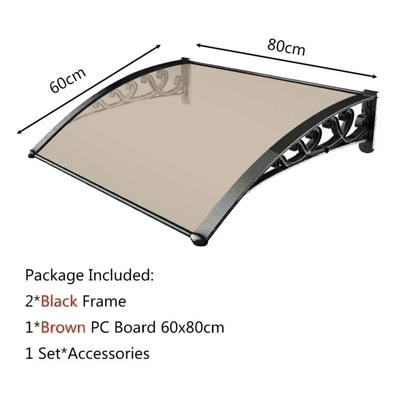 Sunshade Polycarbonate Sunshade Aluminum Alloy Bracket Door and Window Eaves Rain Cover Large-sized Silent Awning