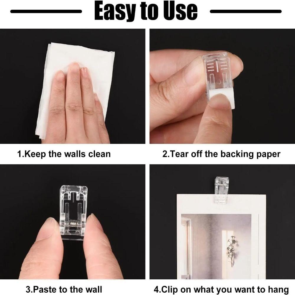 10pcs Portable Self-Adhesive Clips Small Spring Clips Wall Clips  Home Office Display