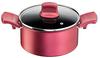 T-fal "IH Rouge Unlimited Stew Pot" 20cm, Induction and Gas Compatible, Free of PFOA and Other Harmful Substances, Long-Lasting Non-Stick, Red, G26244