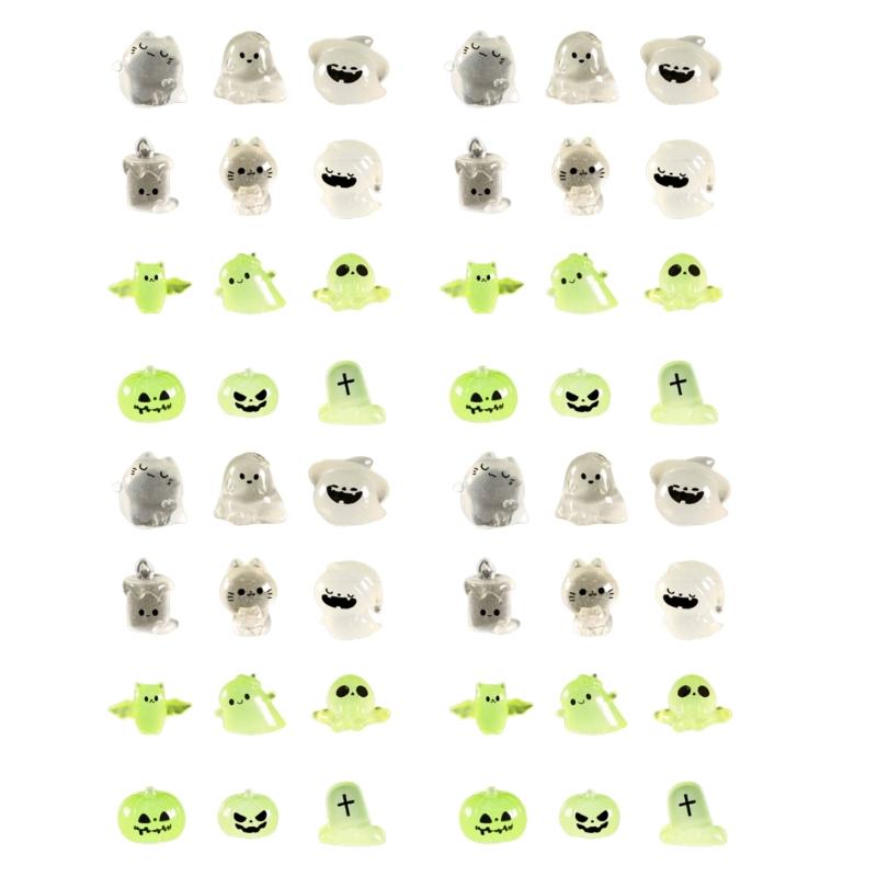 

Set of 48 Glowing Halloween Miniature Charm Eerie Miniature Resin Halloween Decorations for Microcosmic Garden Scenes 1