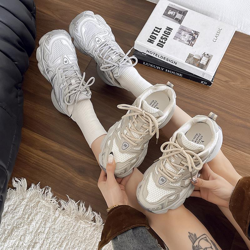 Dad Shoes Women's Spring and Summer 2025 New Fashion Versatile Mesh Breathable Thick Soles Increase Casual Sneakers Tide