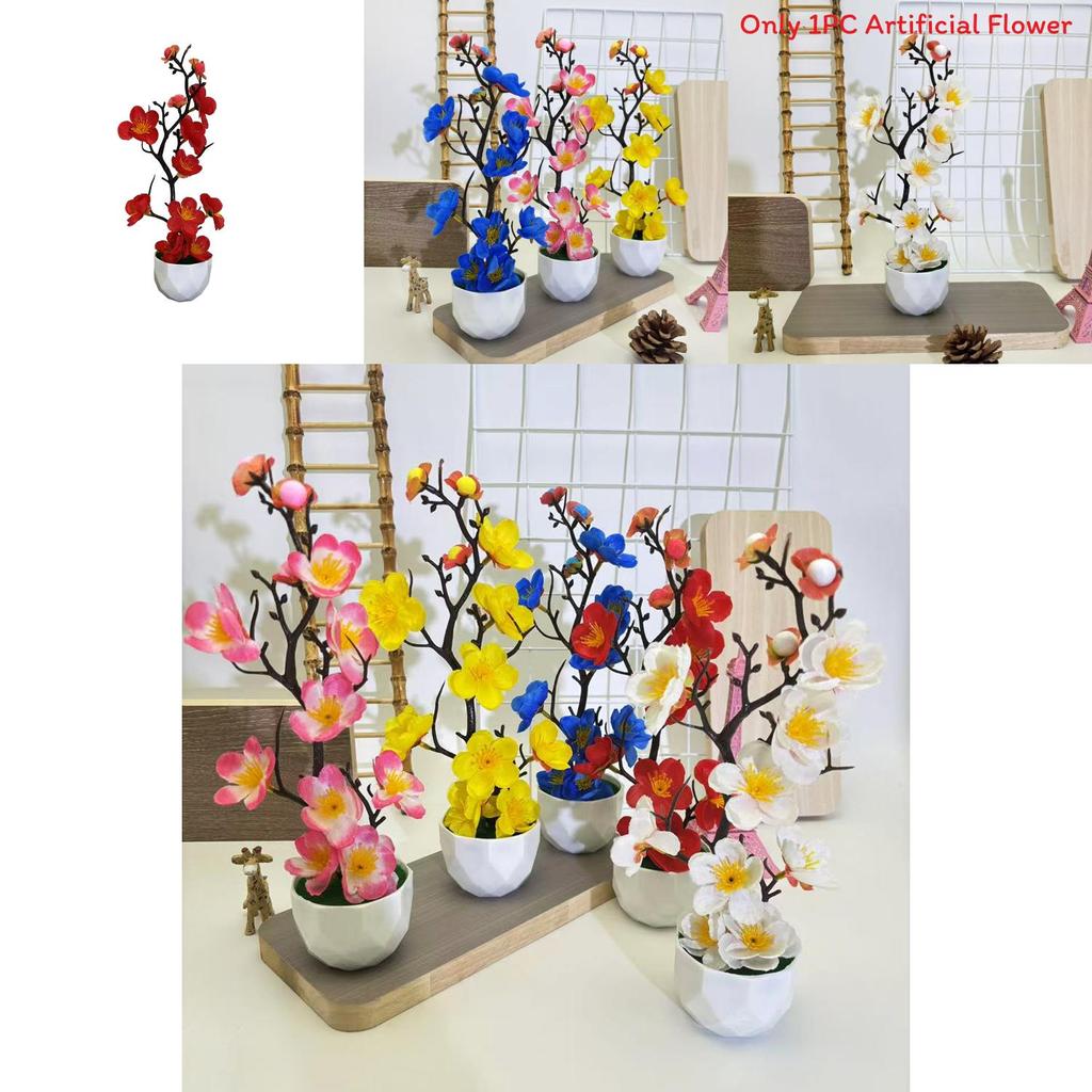 Plum Blossom Faux Plant With Plastic Stem For Wedding Decorations And Photography Props
