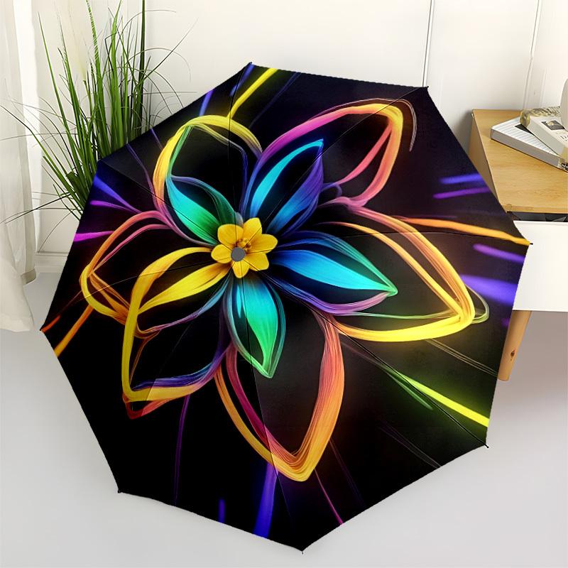 

1pc Floral Art Automatic Opening/Closing Umbrella with Operation & Windproof Canopy - Folding Design, Holiday Gift yy260225175