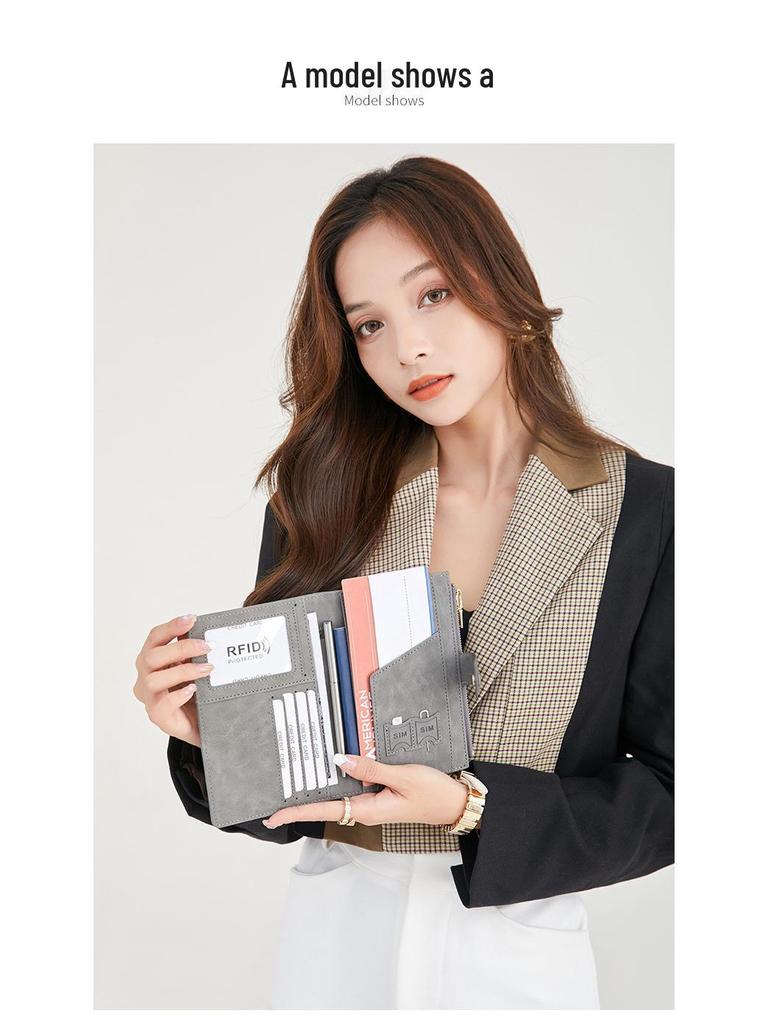 Multifunctional RFID Anti-theft Passport Holder with Zipper and Buckle