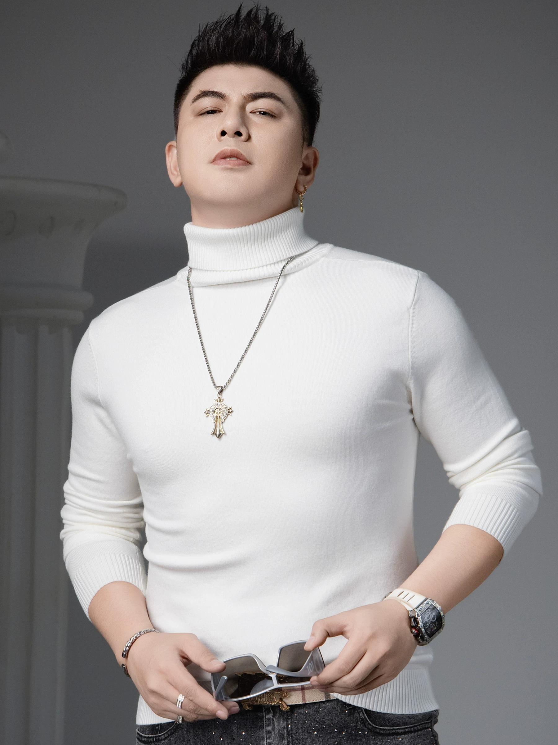 

European Style Trendy Turtleneck Sweater for Men, Autumn and Winter Solid Color Knitwear, Warm Inner Layer, 2025 New Long-Sleeve Base Shirt L чёрный