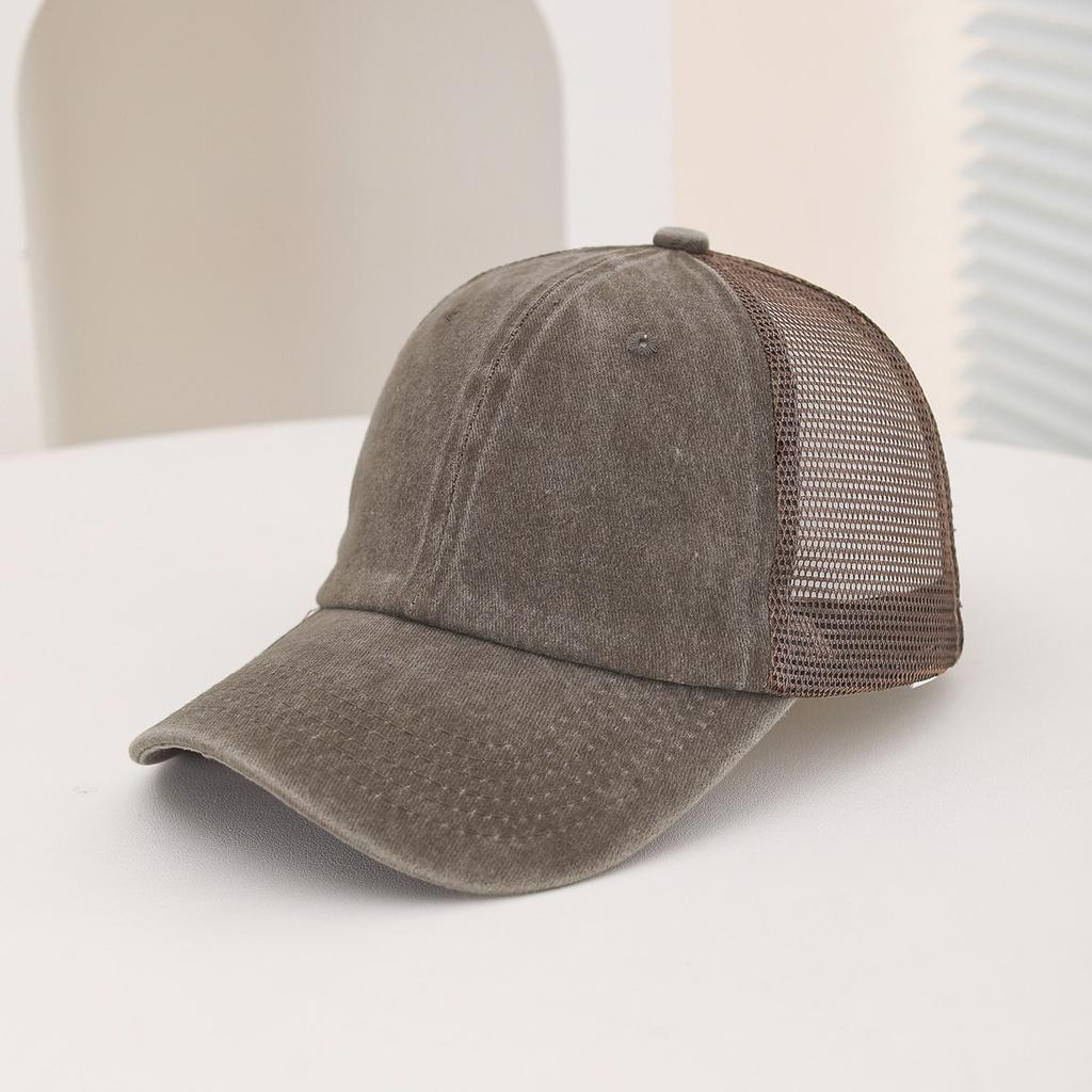 Casual Water-washed Mesh Baseball Cap, Adjustable Curved Brim Baseball Cap, Summer Sweat-absorbing and Breathable Sun Hat