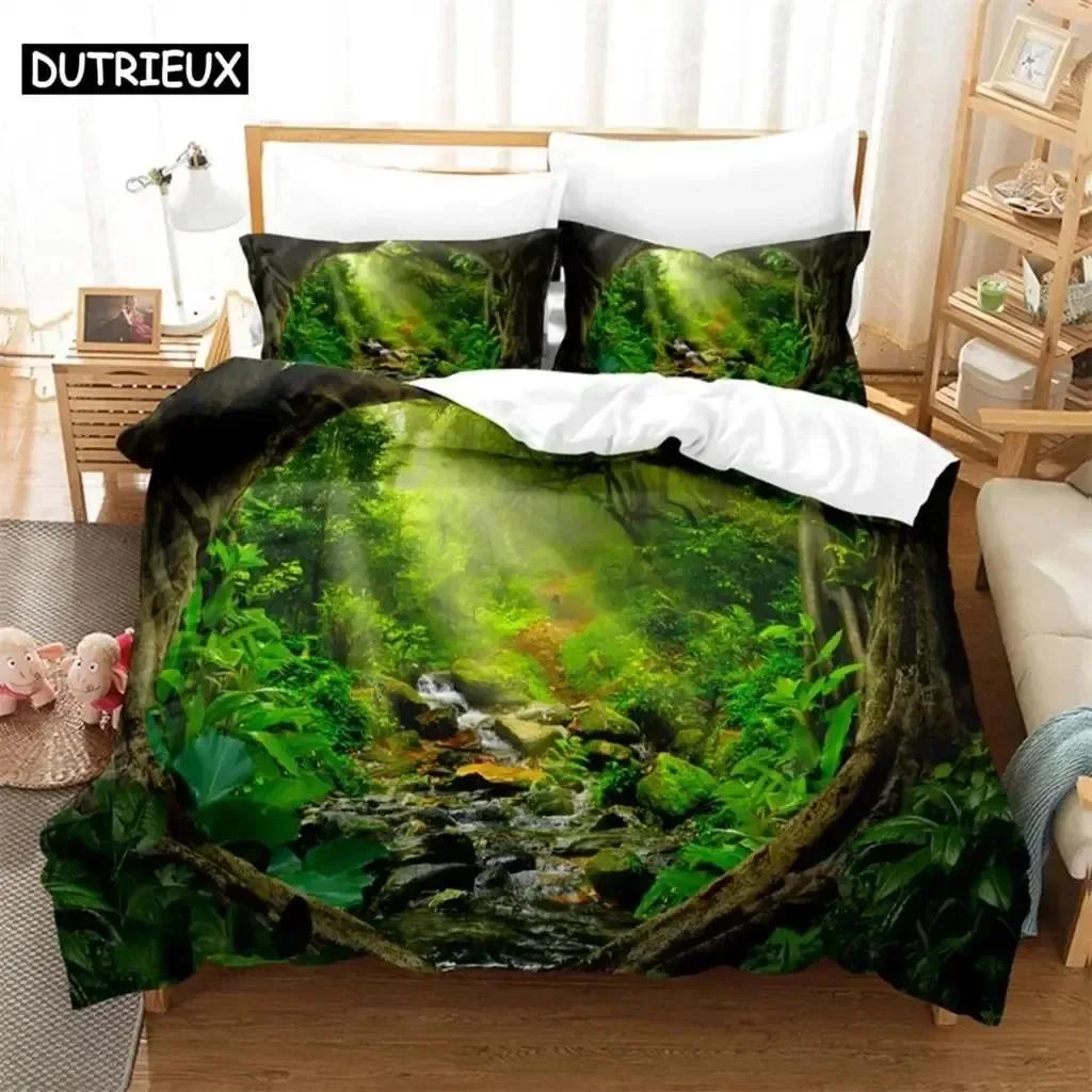 Luxuriös Neu 3D-Druck Dichter Wald Bequemer Bettbezug Kissenbezug Bettwäscheset Kinder Schlafzimmer Dekoration Heimtextil