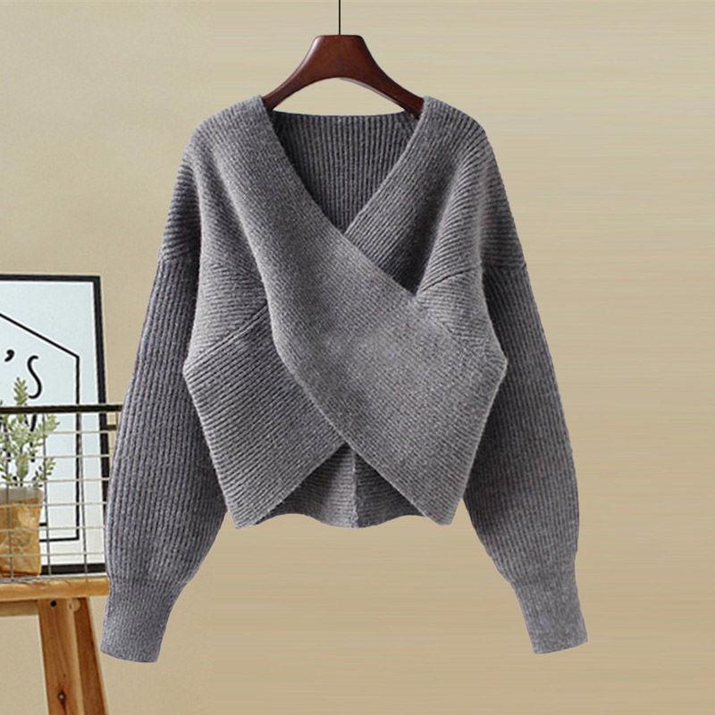 Women's Autumn Korean-Style Slimming Sweater and High-Waist Midi Skirt Set, G Size, 2025 Collection