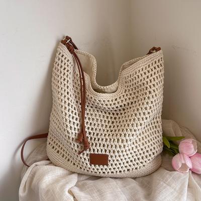 Casual Onderarm Geweven Tas Dames Seaside Vakantie Stro Strandtas Eenvoudige Schoudertas