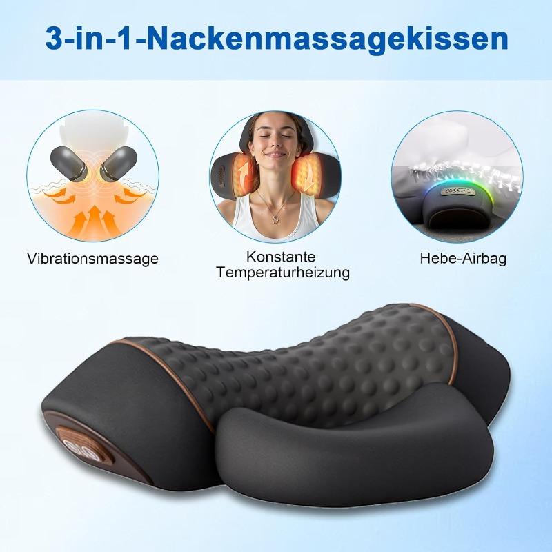 Electric Neck Massager with Heat, 3-in-1 Relaxation Pillow for Neck, Neck Traction, Shoulder Corrector for Pain Relief, Deep Tissue