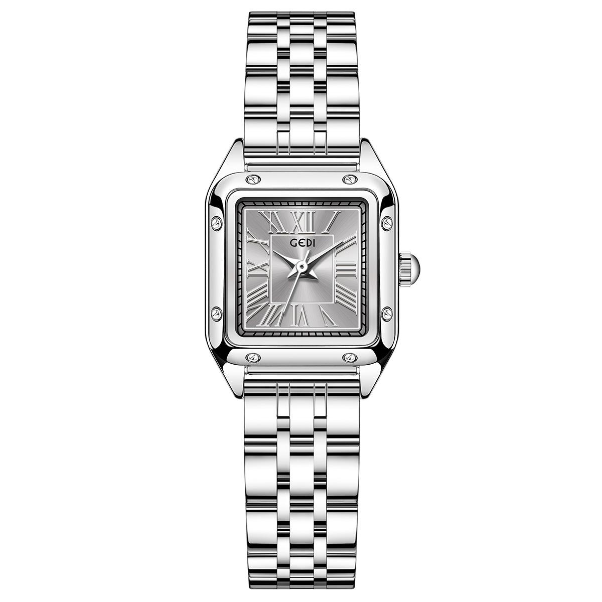 Exquisite Small Square Plate Light Luxury High-Value Steel Belt Women S Watch Niche High-End Women S Quartz Watch