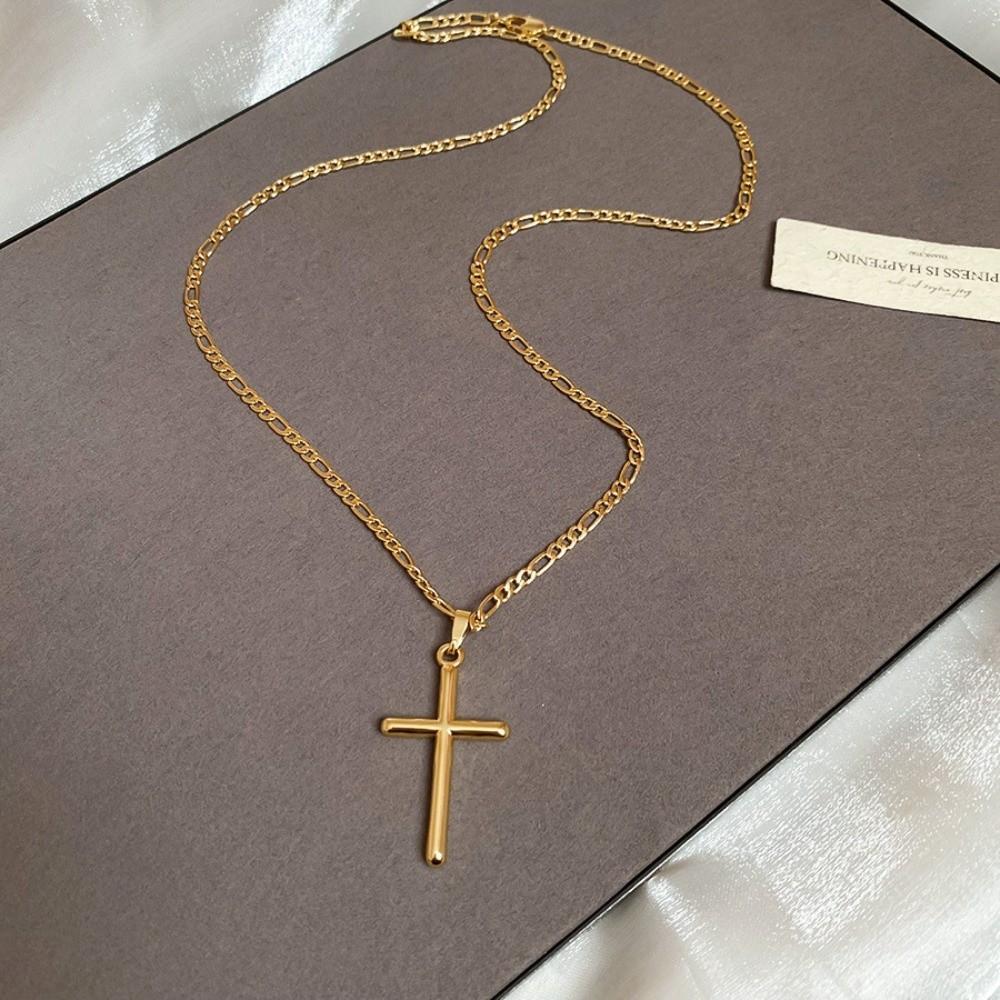 Sweater Chains Cross Necklace Cross Metal Clavicle Chain Fashion Double Layer Choker  Women Gifts