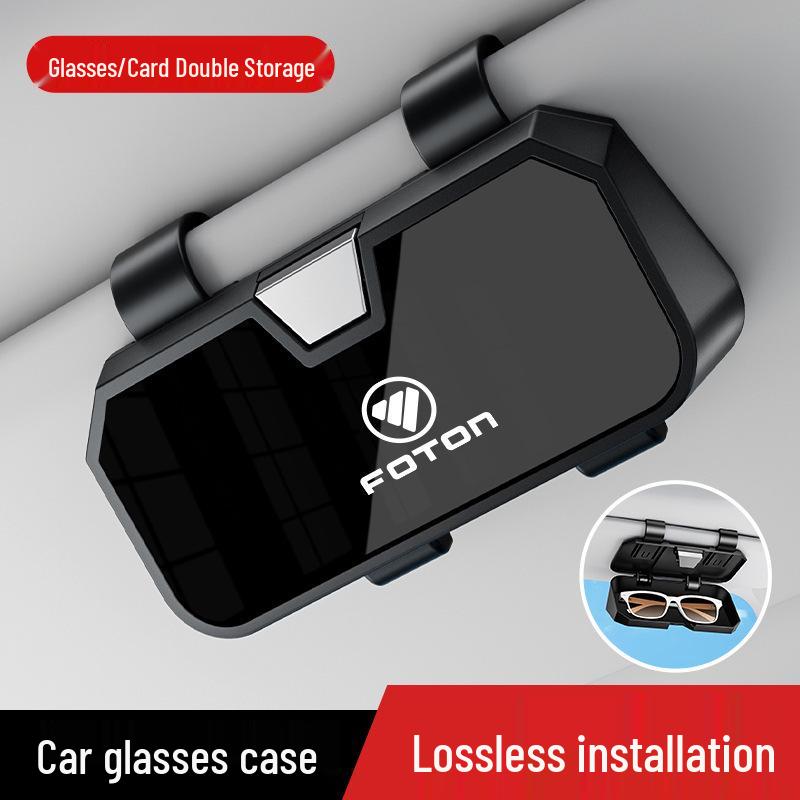 Foton View G7 Tuano Car Sun Visor Glasses Clip and Storage Case Black Mirror H001