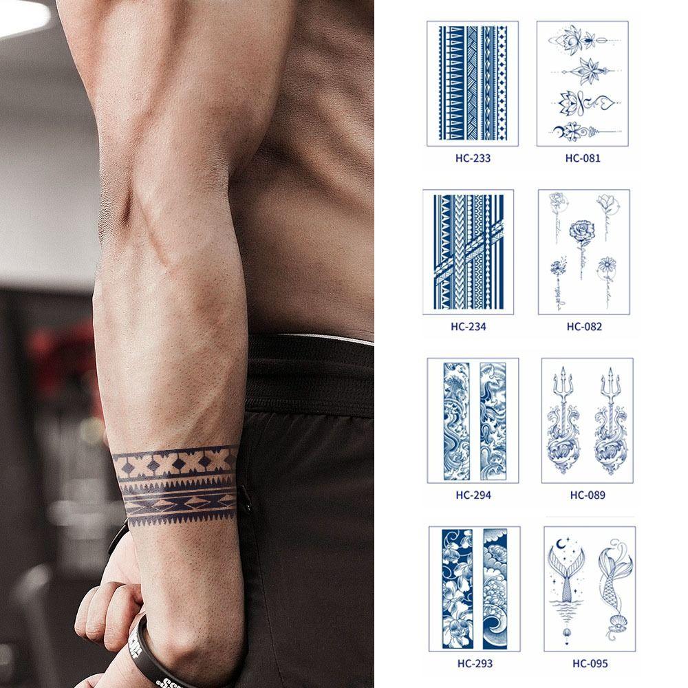 8PCS Waterproof Stripe Tattoo Stickers Lasts for 2 weeks Flower Tattoo Stickers  Gifts