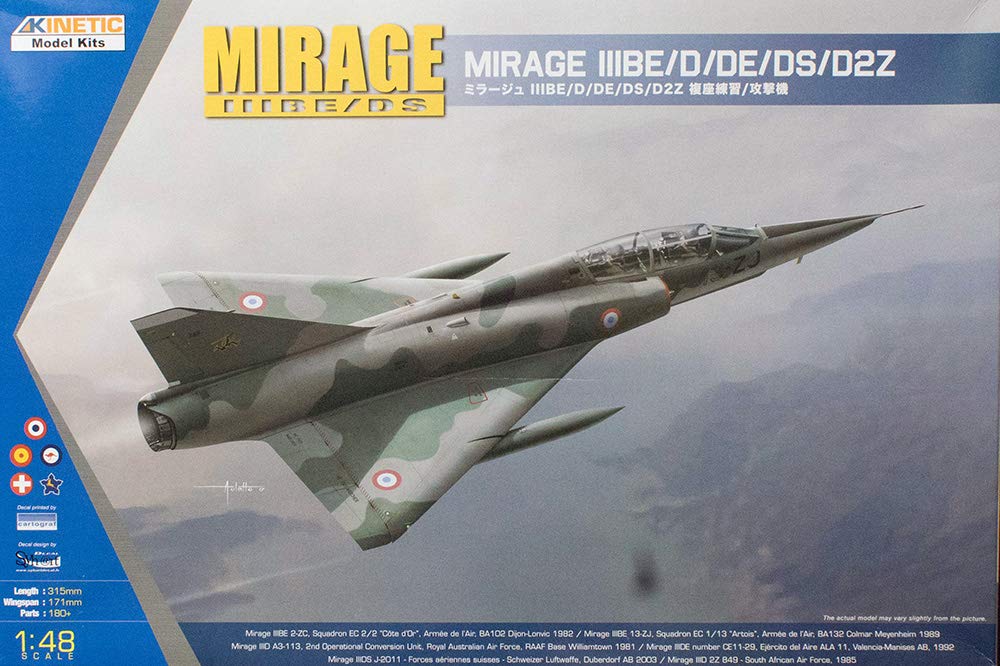Kinetic Mirage III Aircraft Plastic Model Kit KNE48054 1/48 BE/D/DE/DS/D2Z Two-Seater Trainer/Attack