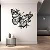 1 PC Big Black Iron Butterfly With Several Little Butterflies Minimalist Metal Wall Art - Modern Home Decor For Bedroom, Living Room, Or Bathroom.