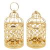 2 Pcs Bird Cage Candle Holder Vintage Exquisite Elegant Hollow Out Pattern Metal Candlestick for Party Decoration