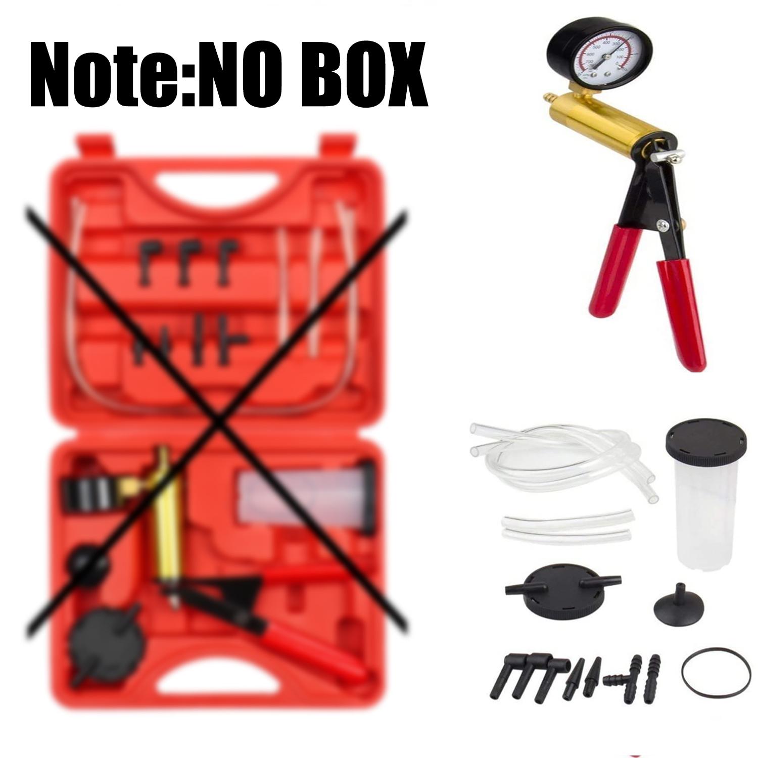 2 in 1 Automotive Handheld Vacuum Pump Brake Bleeder Kit for Motorcycle 16 pcs Brake System Bleeding Tools with Gauge Adapters NO BOX
