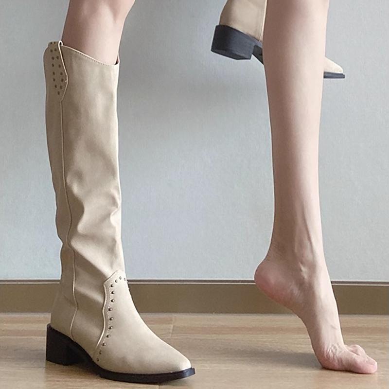 Fashion Vintage Women Western Cowboy Boots Fashion Slip On Knight Long Booties Autumn Winter Shoes Zapatos De Mujer