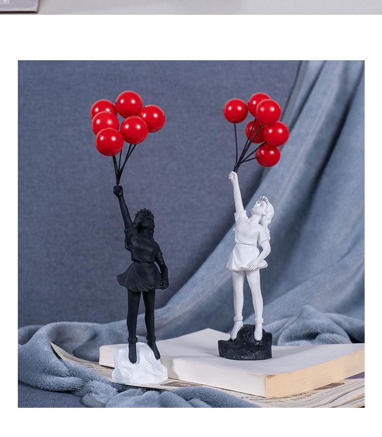 Banksy Girl with Balloon Sculpture - Resin Living Room Ornament