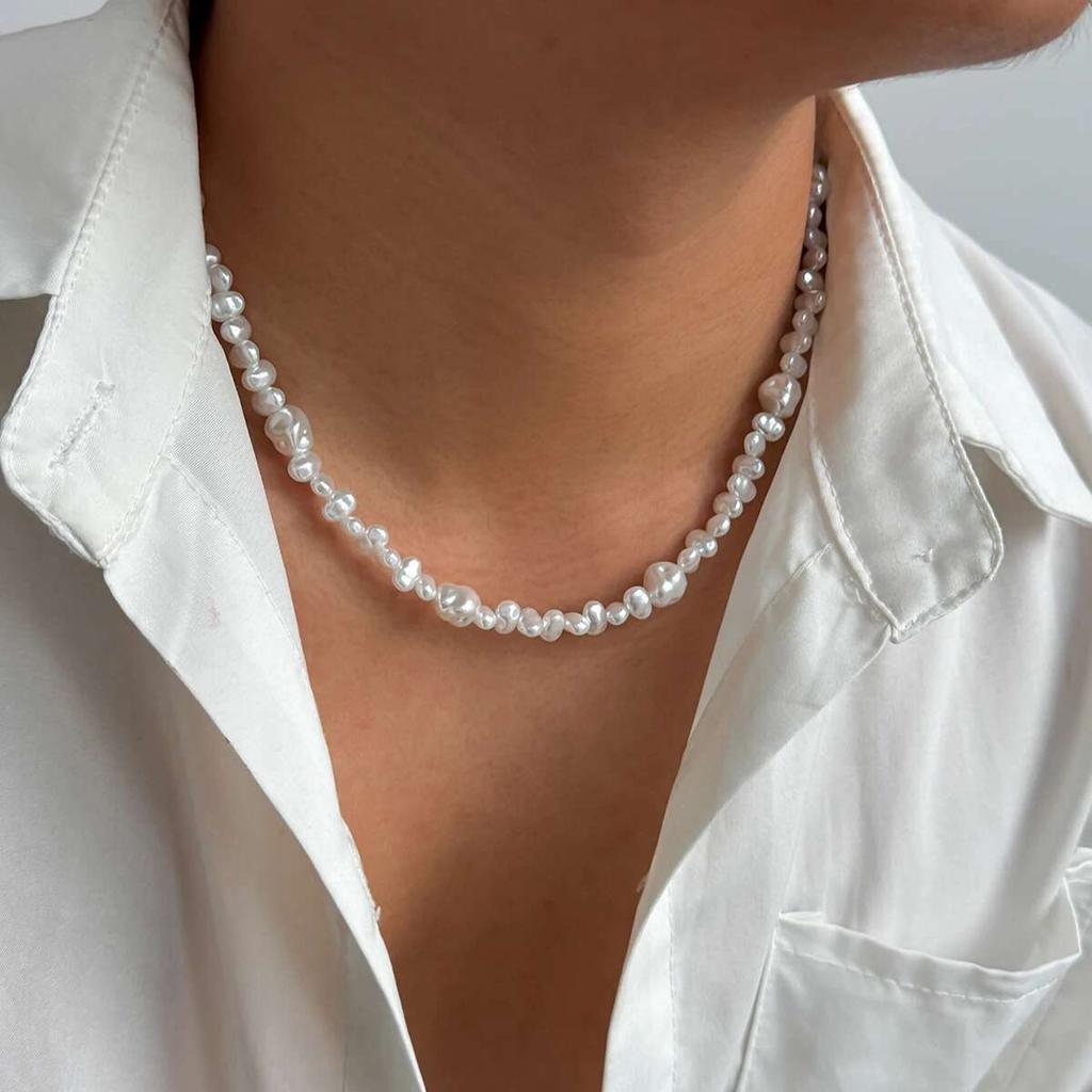 PuRui Fashion Semi Baroque Imitation Zircon Choker Necklace Men Temperament Luxury Clavicle Chain Couple Zircon 2025 New Gift