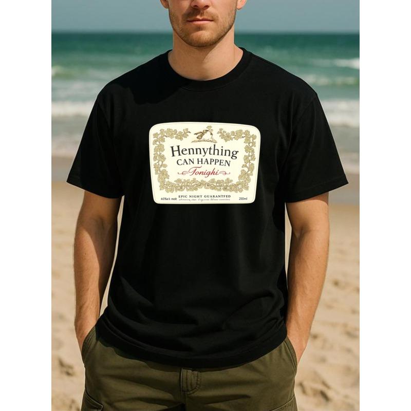 

European Size Anything Can Happen Tonight Slogan Party Funny Style Summer Fashion T-shirt, Comfortable and Breathable Casual Sportswear Top 4XL чорний
