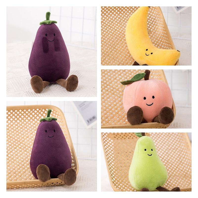 Adorable Fruit Party Plushies For Kids- Banana, Eggplant, Peach, And Pear Options!