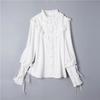Roupas femininas vintage sólido estilo lolita blusas de manga gigot meninas doce topo renda babados bandagem topos gótico y2k roupas camisas