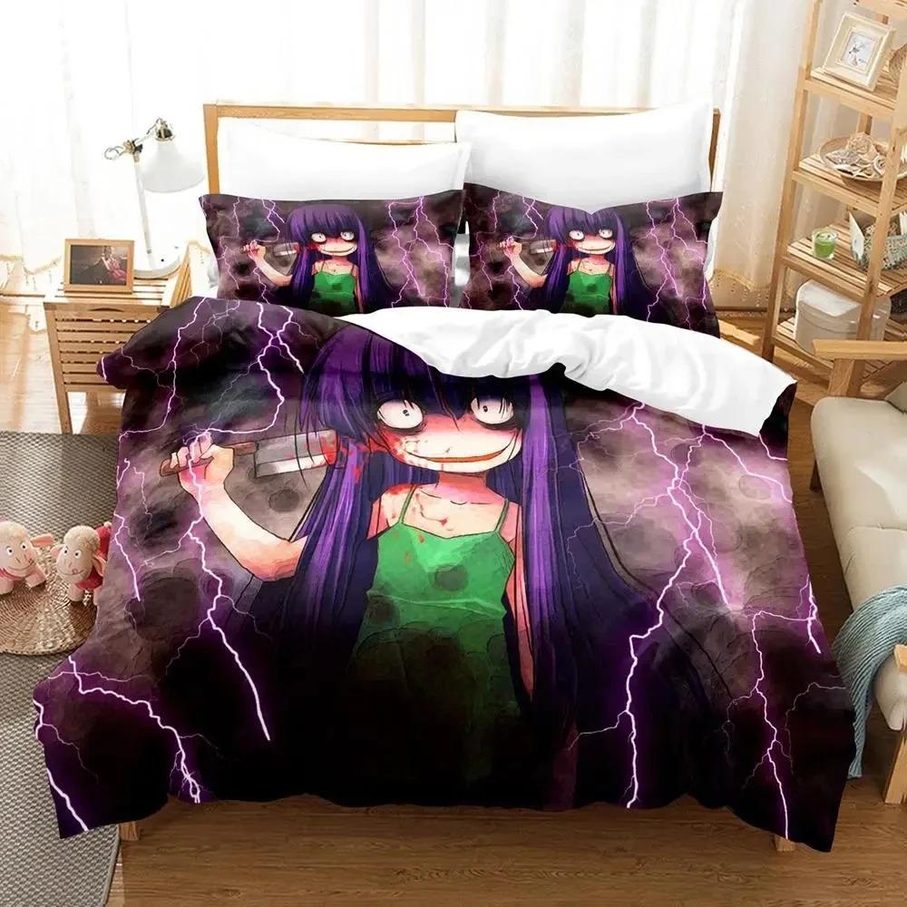 Anime When They Cry - Higurashi Bedding Set Duvet Cover Bed Set Quilt Cover Pillowcase Comforter King Queen Size Boys Adult