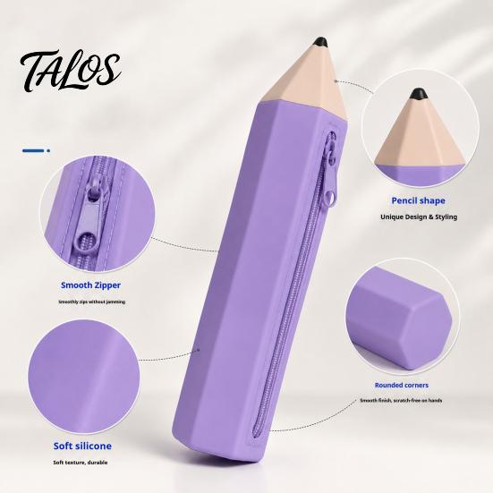 Durable Pencil Bag Students Silicone Case with Zipper, Waterproof Shaped Large Capacity Organizer Stationery Pouch, for Pens, Erasers, Rulers