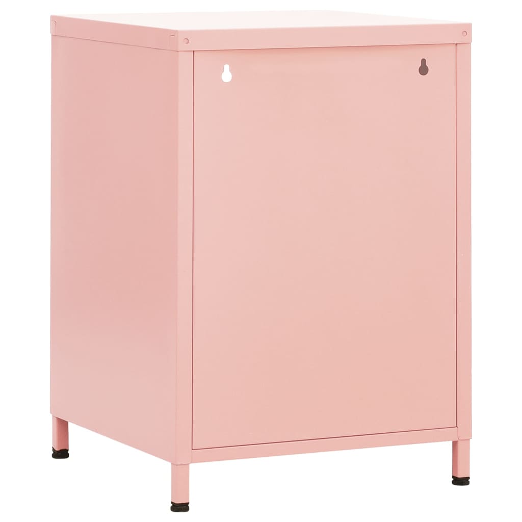 Pink Nightstand 35 x 35 x 51 cm Steel