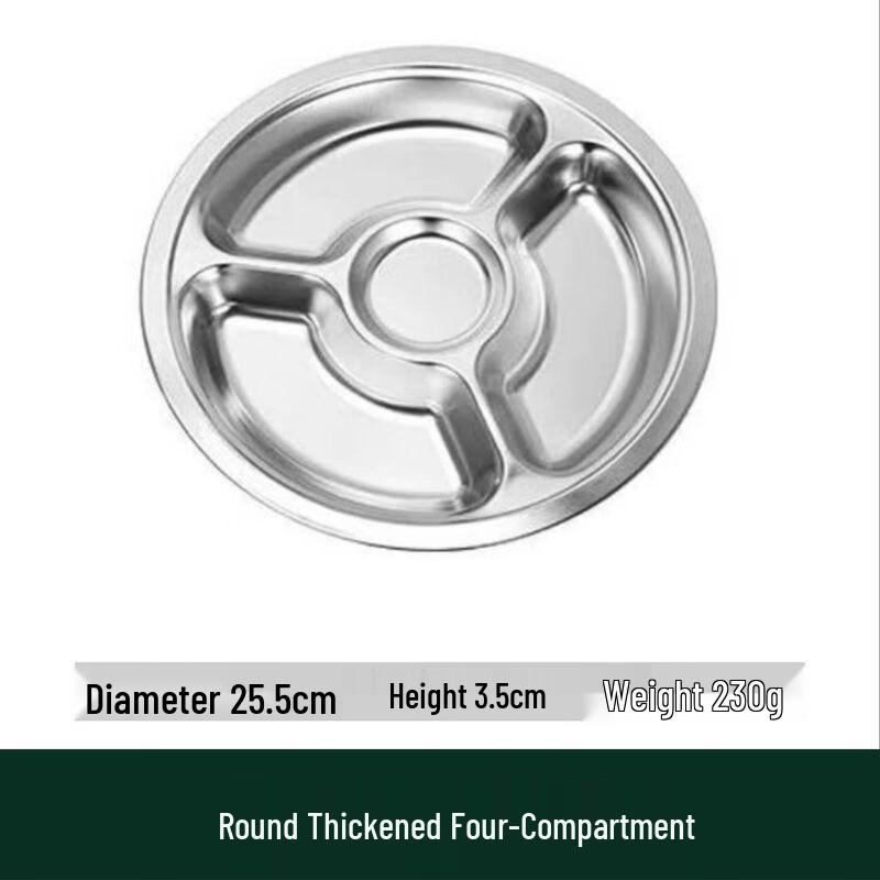 304 Stainless Steel Square Five-Compartment Divided Meal Plate