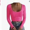 Spring And Autumn New Women'S Versatile Long Sleeve Daily Business Commuter Elegant Comfort Sexy Bottom Shirt Top