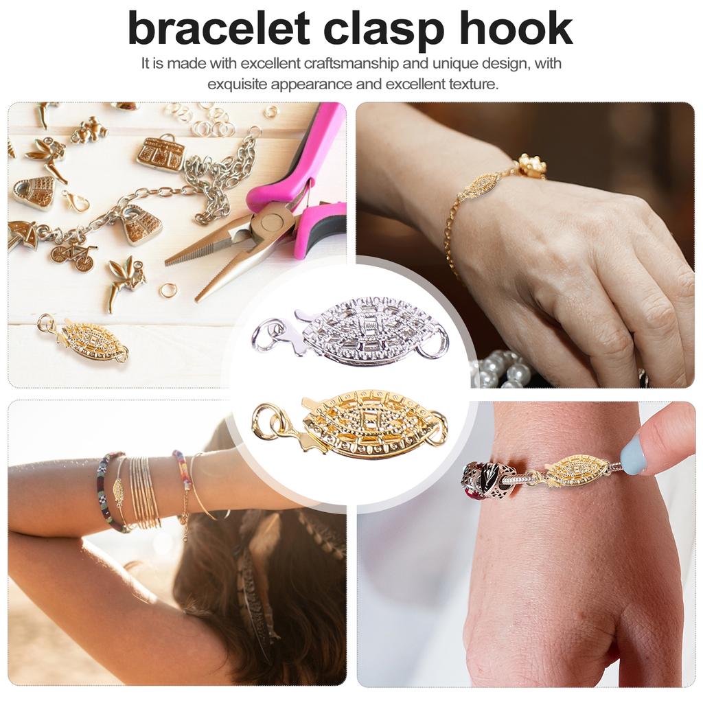 10pcs Necklace Clasp Hook Creative Alloy Oval Fish Slide Clasps