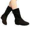 Large size flat bottom inner heightening suede fashion boots autumn and winter new rear lace-up stacking boots versatile women's boots