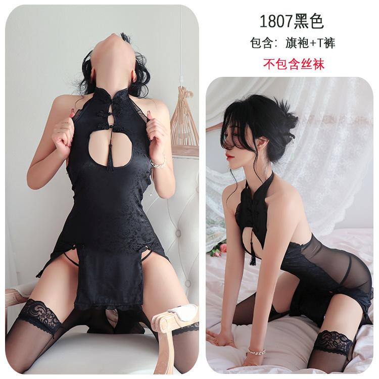 Sex lingerie sexy hollow retro cheongsam hot cosplay split uniform temptation