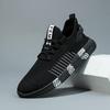 Spring new men's shoes elastic fly-woven breathable black mesh casual sports shoes lightweight one-pedal running shoes