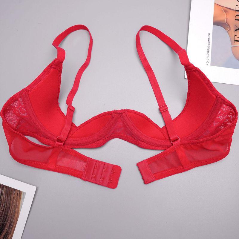 

New Cross-Border Lace Chest Plate Sexy Push up Quarter Bra Underwear M Rice White