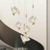 Nordic Duplex Luxury Living Room Background Wall Creative Decoration Rotating Staircase Butterfly Attic Hollow Chandelier