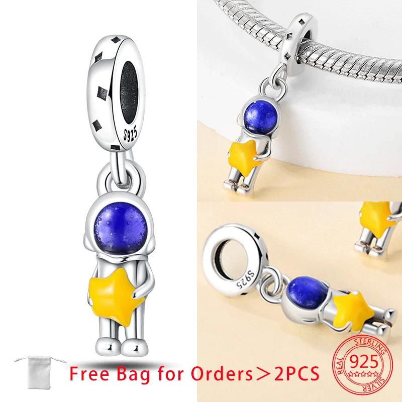 Sun Moon Star Astronaut Charms Beads Copper Zircon Pendant Fit Diy Original Bracelet Necklace Fine Jewelry Birthday Gift