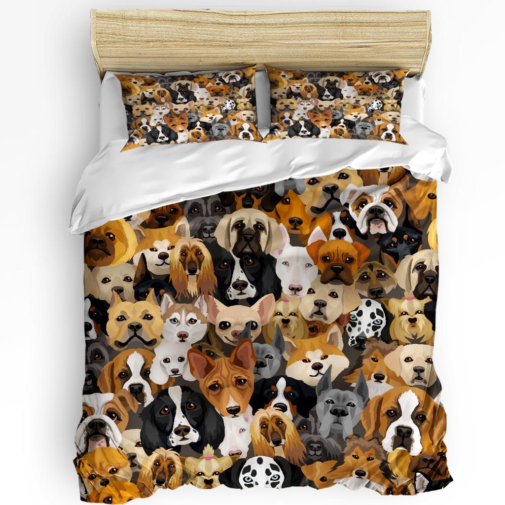 3pcs Bedding Set Dog Pug Cartoon Home Textile Duvet Cover Pillow Case Boy Kid Teen Girl Bedding Covers Set