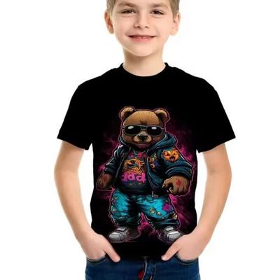 4-15 Years Old T Shirts Bear Dog Comfortable Polyester Boys Girls Children Long Sleeve T-Shirt Cartoon 3D Printed T Shirt Kids Clothing