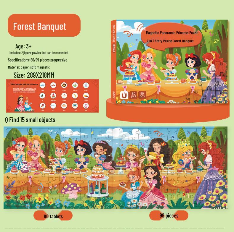 Princess Magnetic Puzzle for Girls Ages 3 and Up - Educational Toy Gift