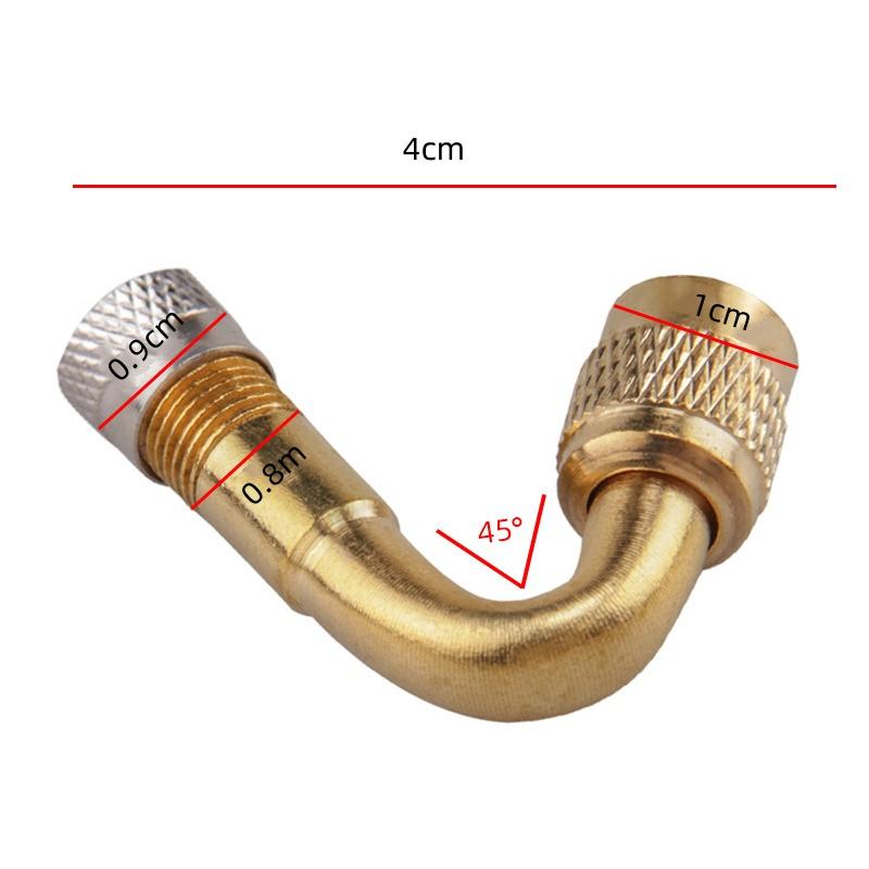 Bicycle Motorcycle Valve Metal Inflation Extension Tube 45 ° Elbow Inflation Valve Extension Rod