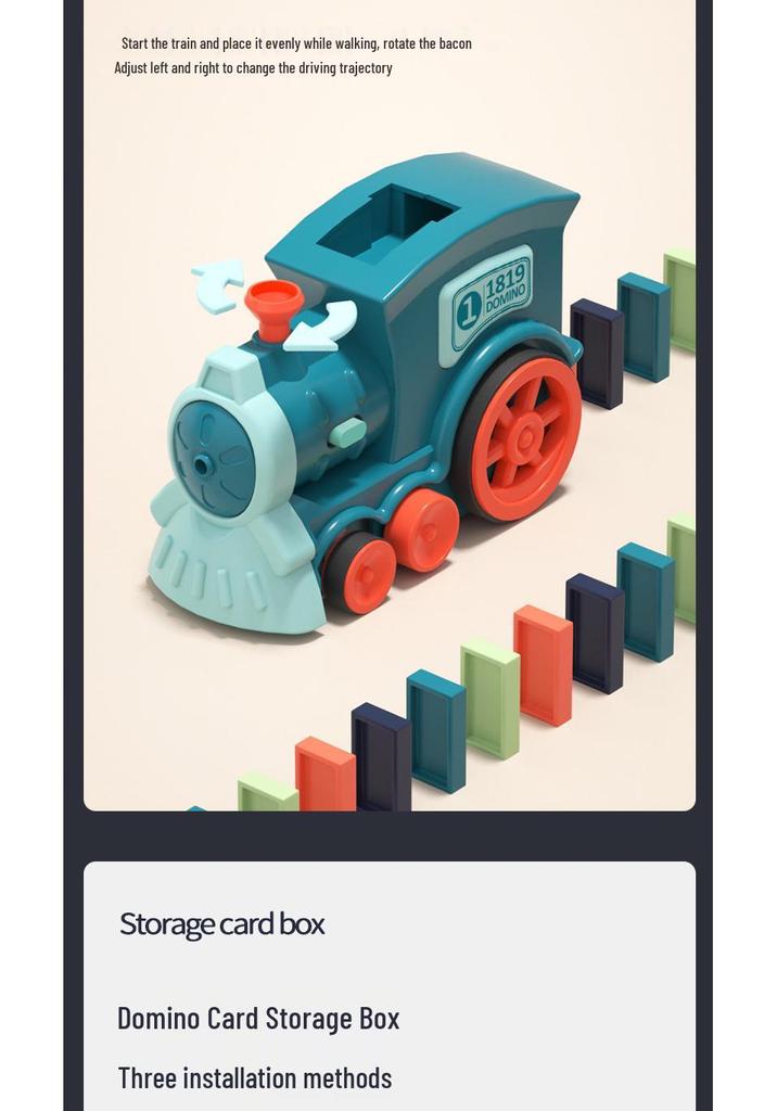 Automatic Little Train Domino Dispenser with Sound & Light - Educational Toy for Kids